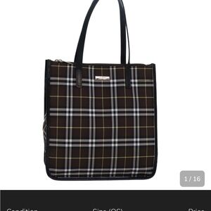 Burberry Black and Brown Plaid Tote